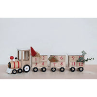 Wood Train Advent Calendar with 24 Drawers