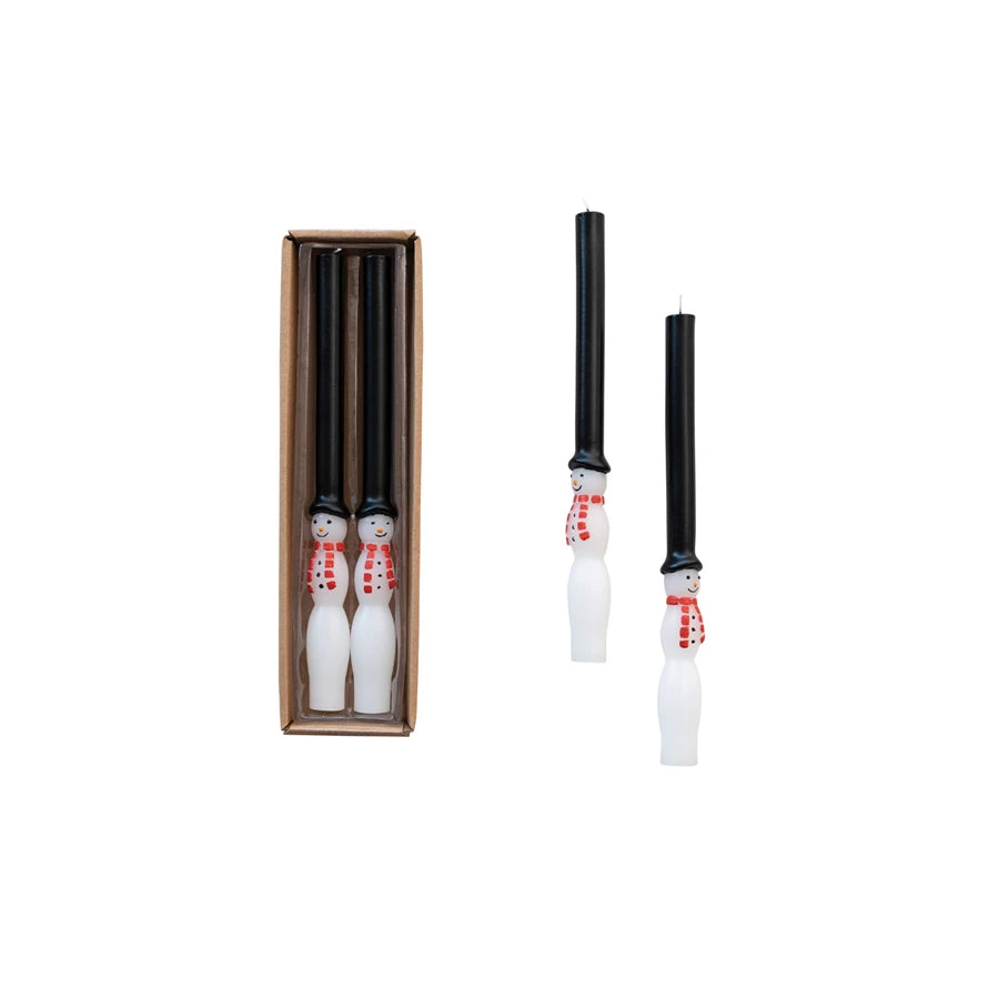 Snowman Taper Candles in Box, Set of 2 10inch
