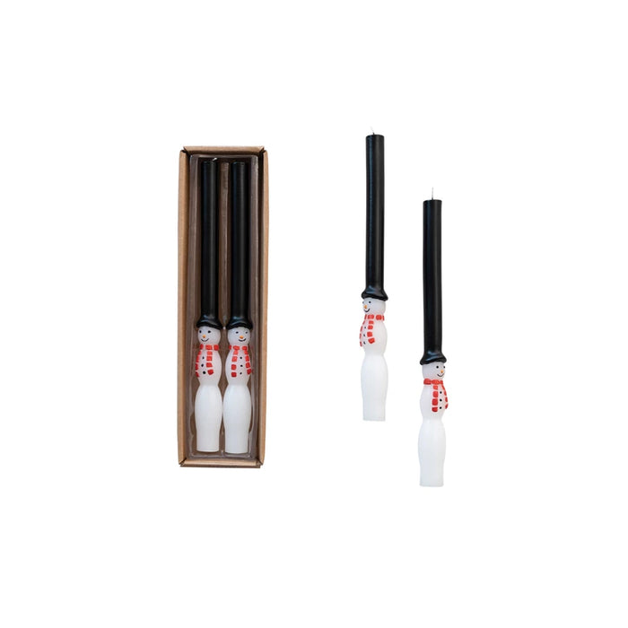 10"H Unscented Snowman Taper Candles in Box, Set of 2