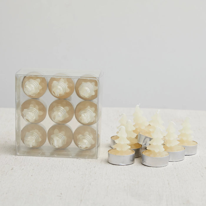 Eggnog Color Round Unscented Tree Tealights - Set of 9