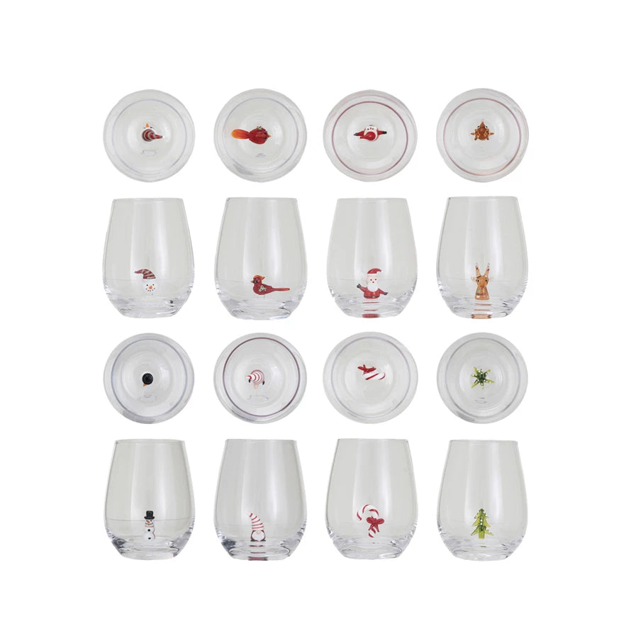 Christmas Stemless Wine Glasses - A. Dodson's