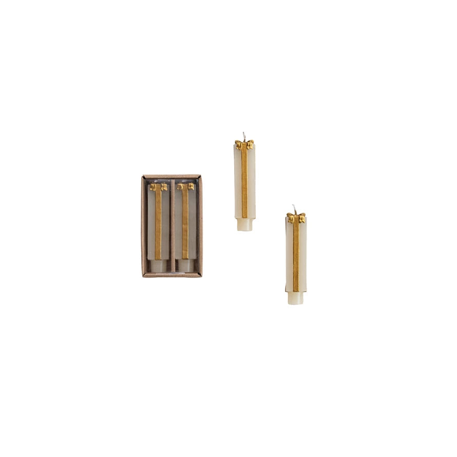 Unscented Package Shaped Taper Candles in Box, Set of 2 Short