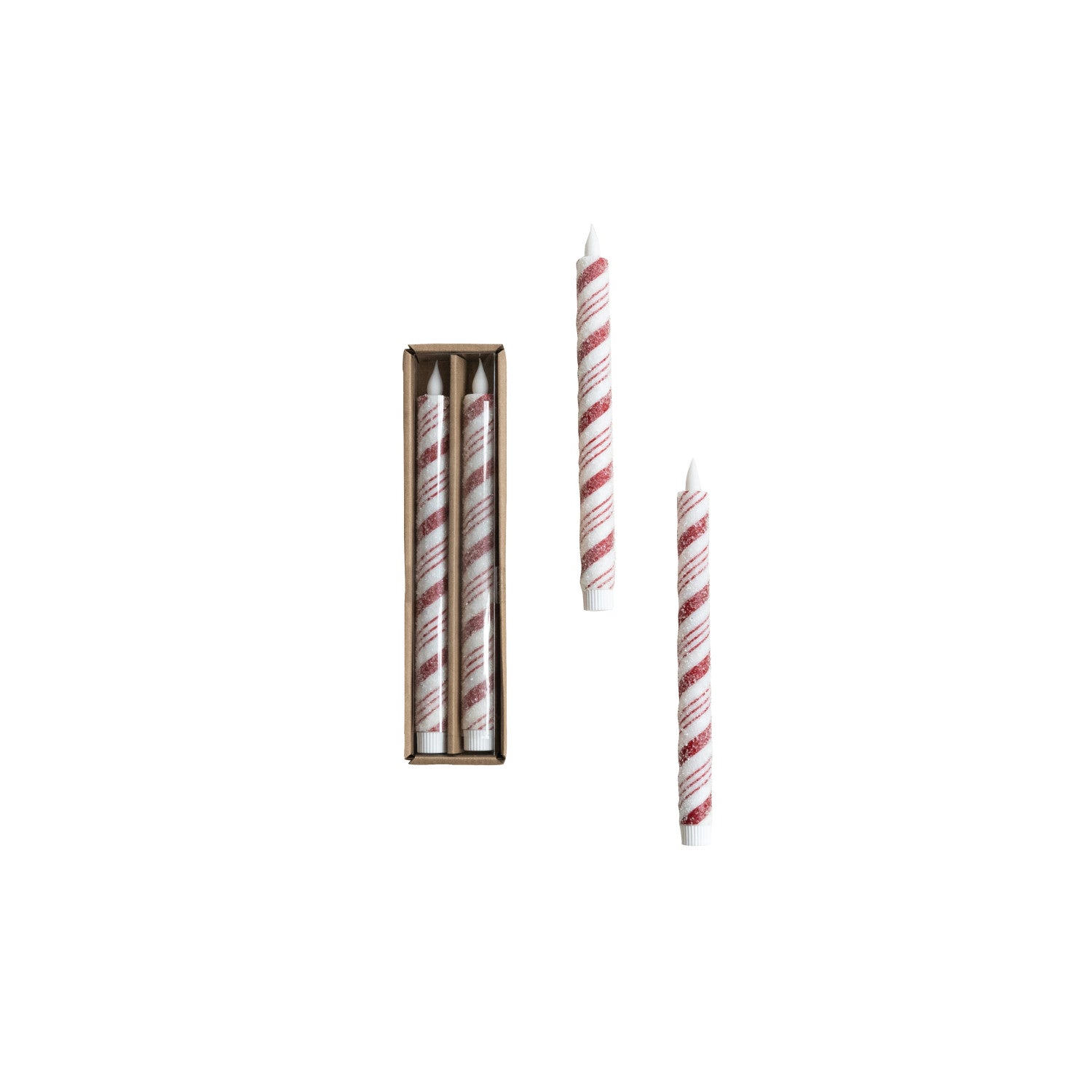 38" Red and White Swirl Battery Operated Candle