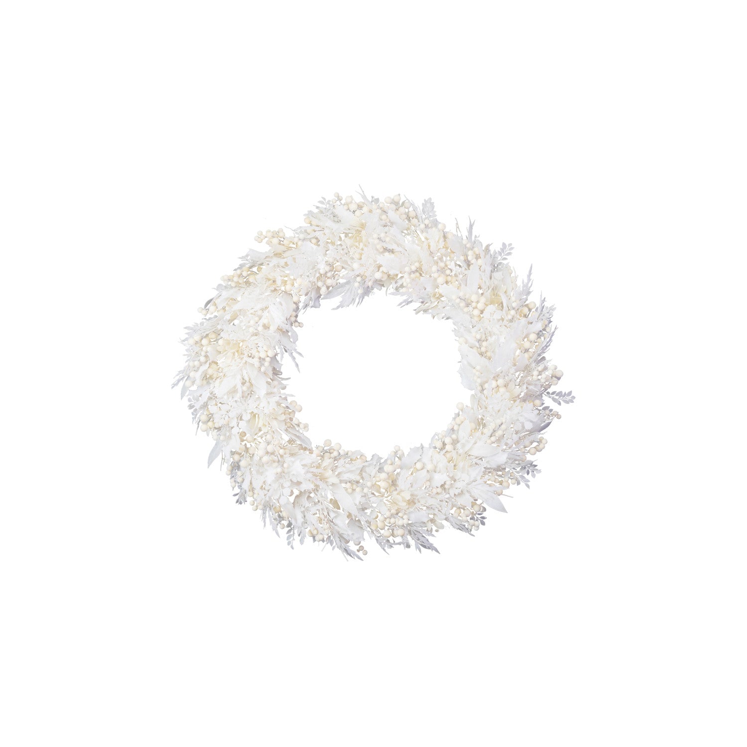 Faux Flocked Botanicals Wreath with Berries & Mistletoe