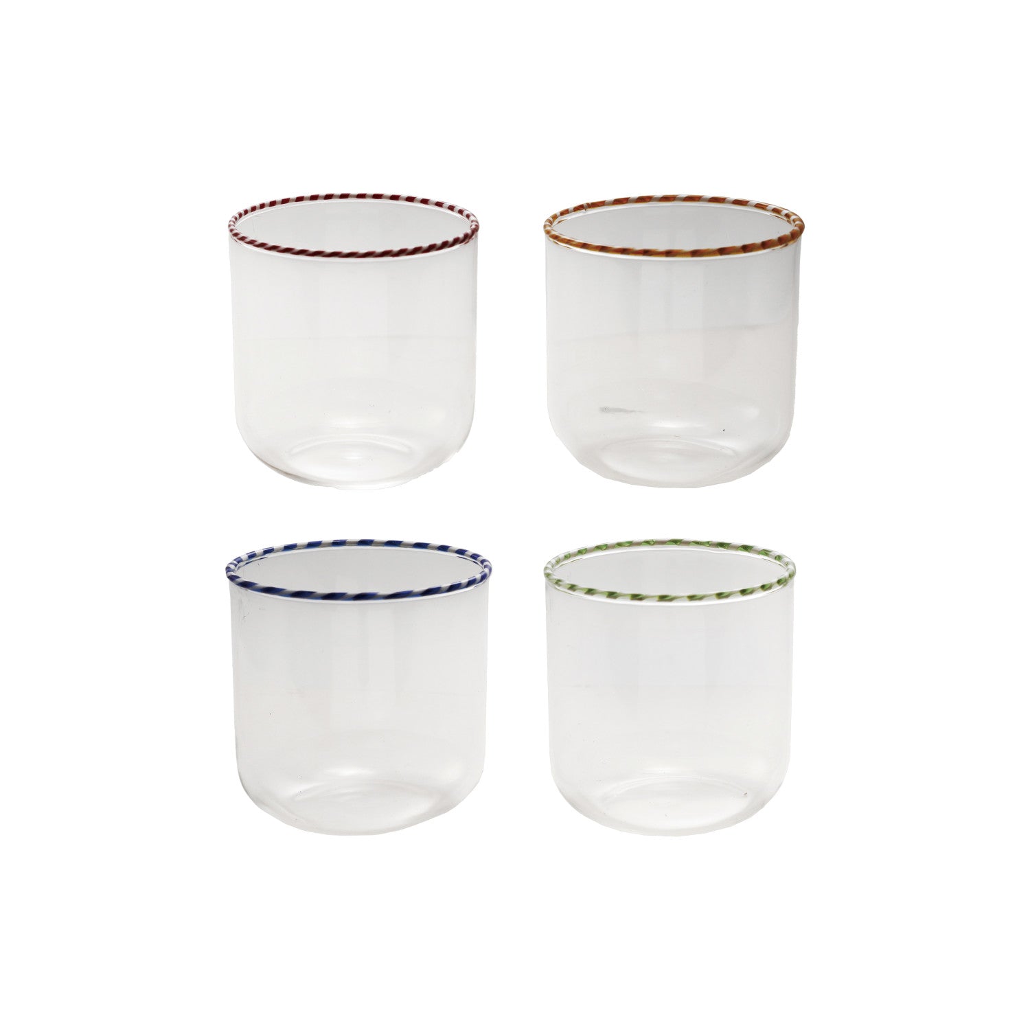 10 oz. Drinking Glass with Striped Rim, 4 Colors