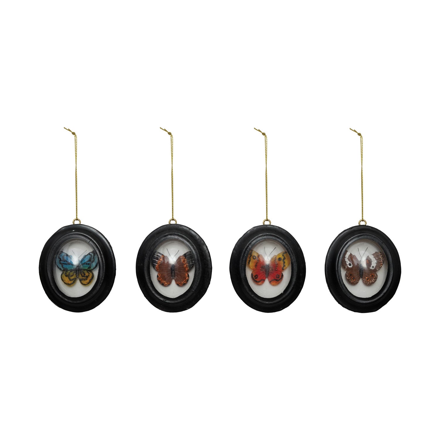 Resin Convex Framed Faux Butterfly Ornament, 4 Styles