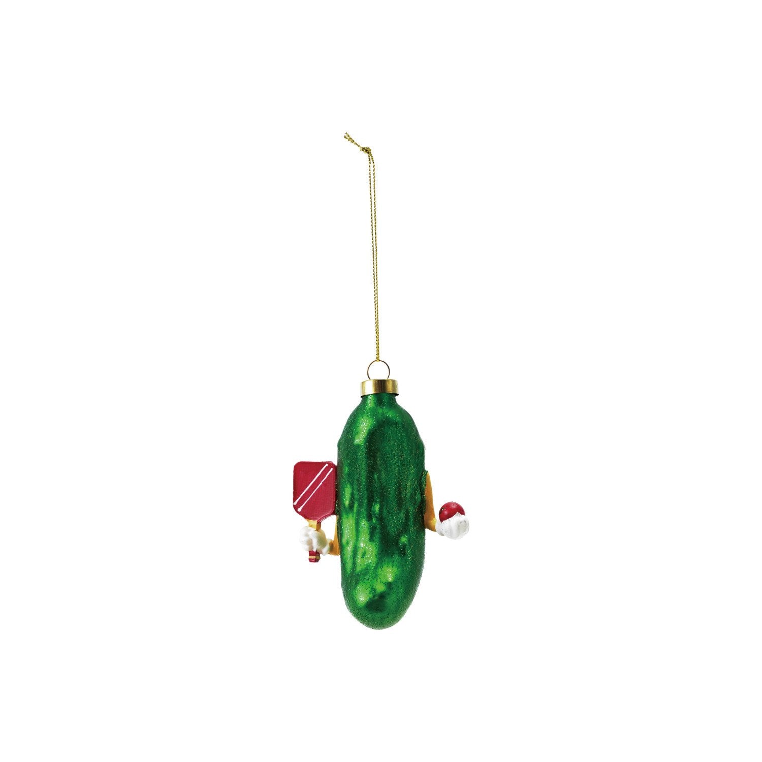 4-1/4"H Glass Pickleball Ornament with Glitter, Multi Color