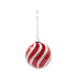 Hand-Blown Glass Ball Ornament with Swirled Stripes, Red & White