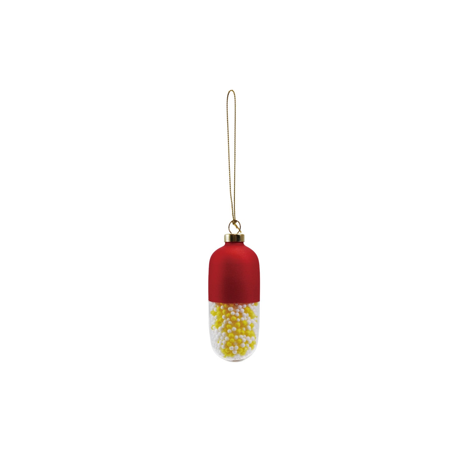Glass "Chill Pill" Ornament with Glitter & Foam Beads