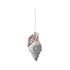 Glass Conch Shell Ornament with Glitter & Beads, Silver Finish