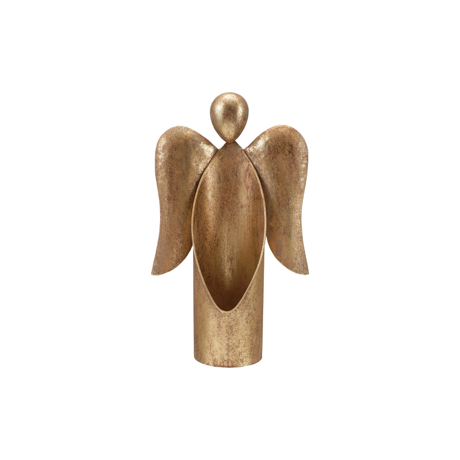 Metal Angel Container, Antique Gold Finish