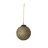 Glass Ball Ornament with Mica Flakes, Gold Finish & Teal