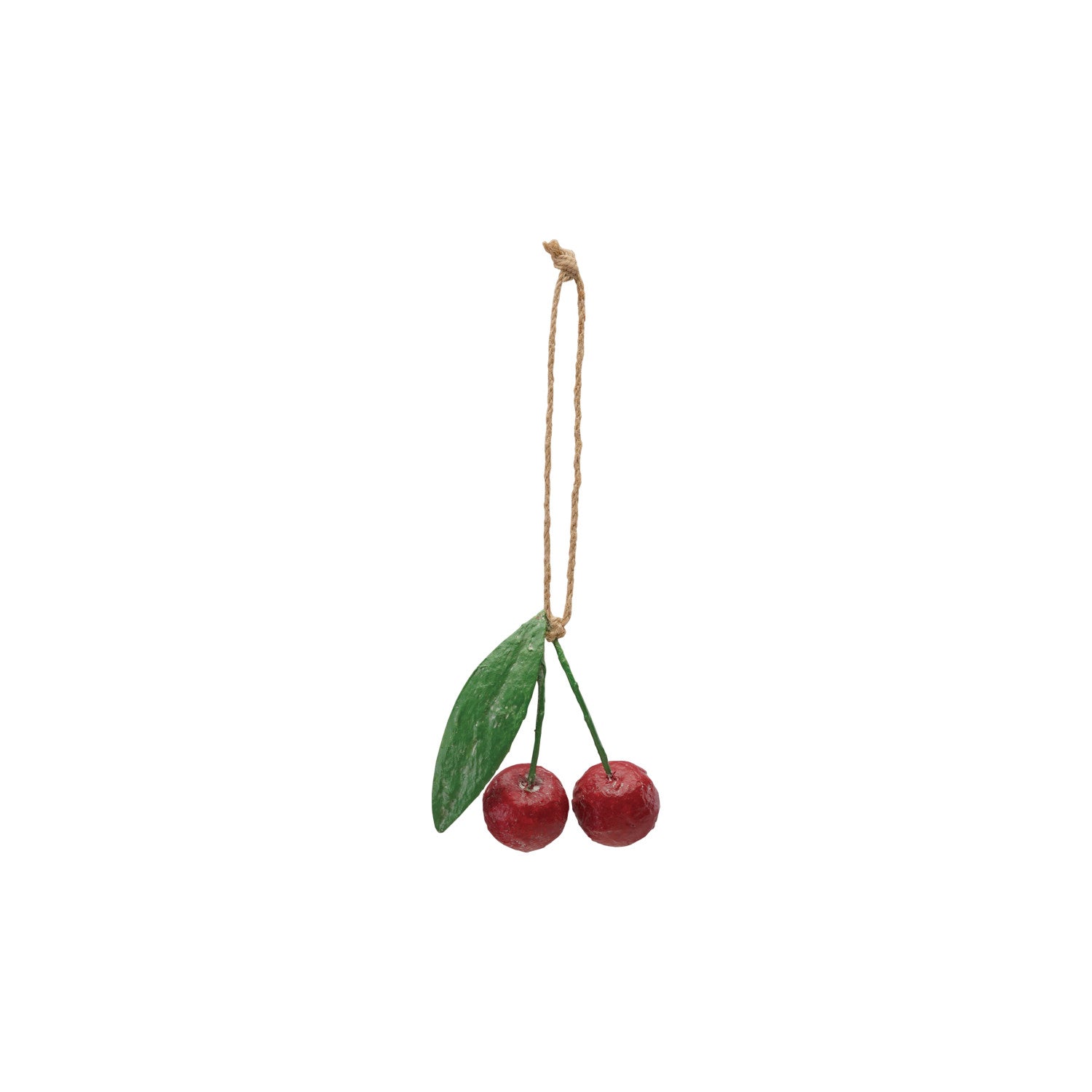 Handmade Paper Mache Cherries Ornament, Red & Green by Creative Co-Op