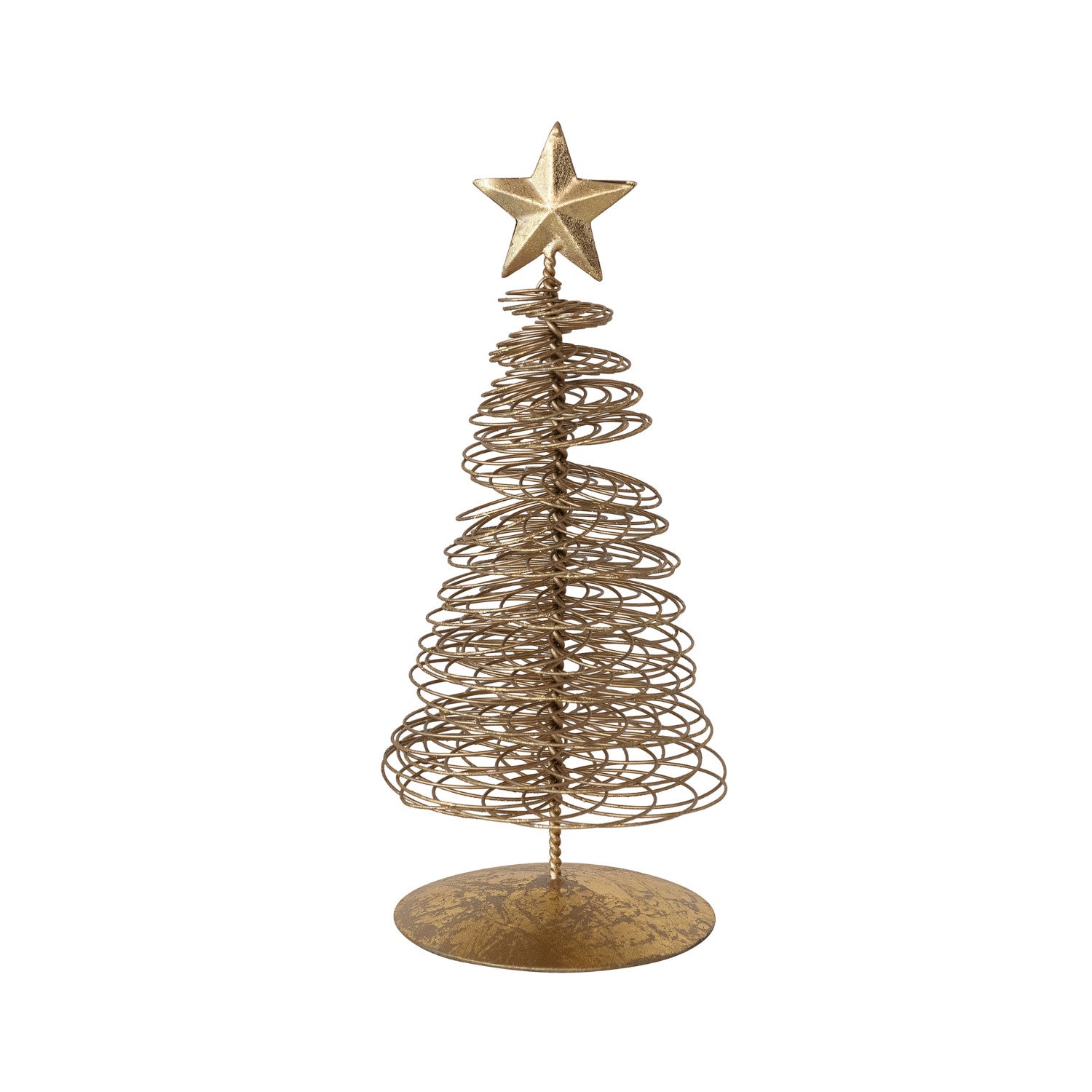 Metal Wire Christmas Tree with Star, Gold Finish
