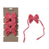 Cotton Velvet Bow Napkin Ties, Pink, Set of 4 on Card