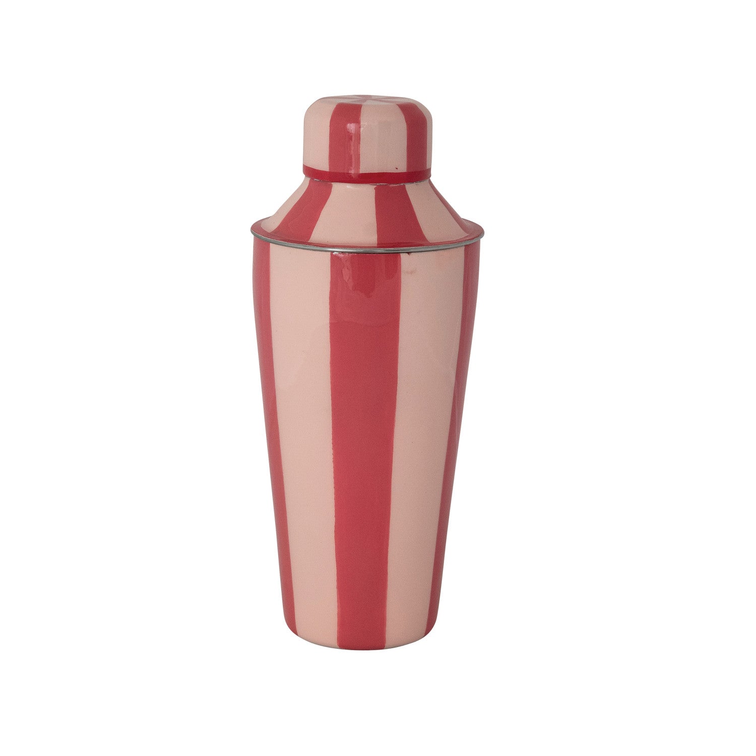 20 oz. Enameled Stainless Steel Striped Cocktail Shaker, Red & Pink by Creative Co-Op