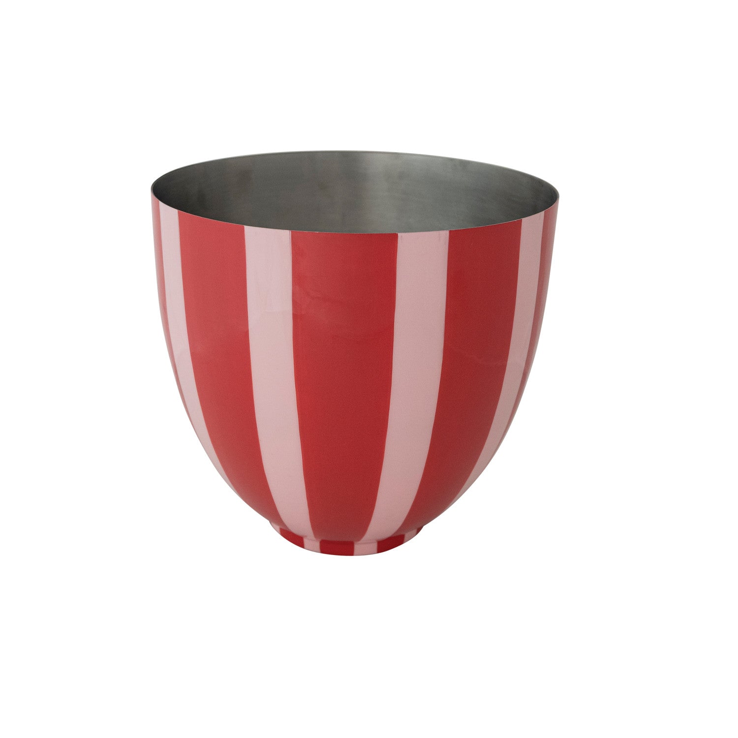 Enameled Metal Striped Footed Bottle Cooler, Red & Pink
