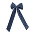 Cotton Velvet Clip-on Bow, Navy Color