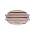 Hand-Painted Stoneware Striped Platter with Polka Dot Bow Shaped Handles, White