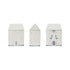 Ceramic House Shaped Cookie Jar with Stars, Wreath & Design, White & Blue