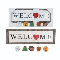 Wood Welcome Sign with 6 Magnets