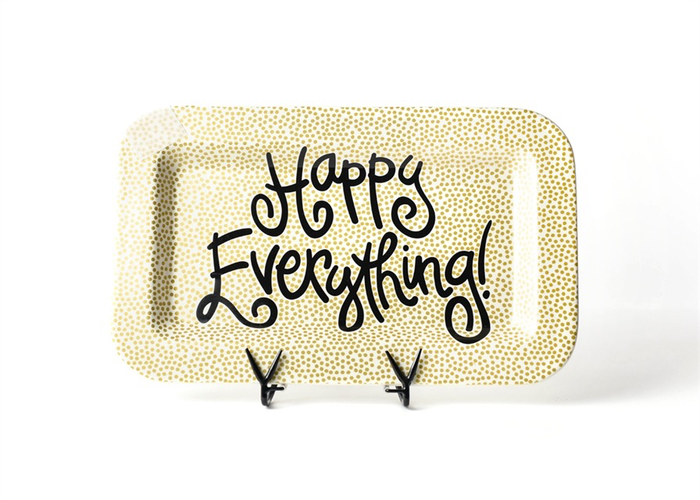 HAPPY EVERYTHING GOLD SMALL DOT MINI RECTANGULAR PLATTER