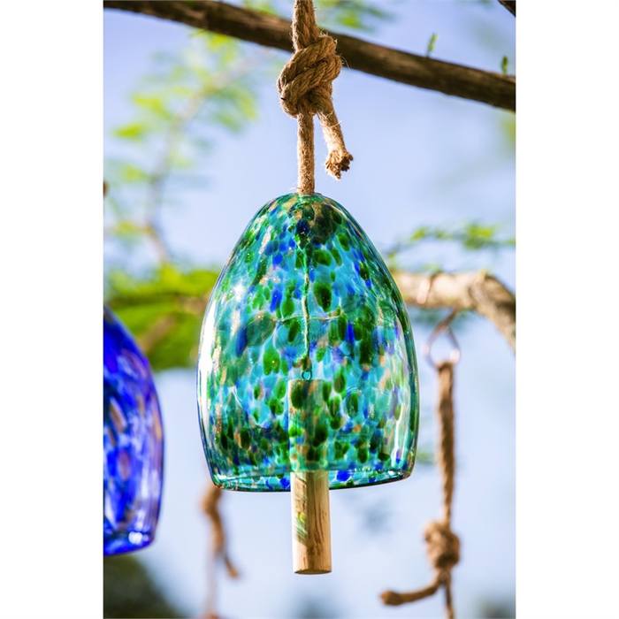 ART GLASS SPECKLE TURQUOISE BELL CHIME