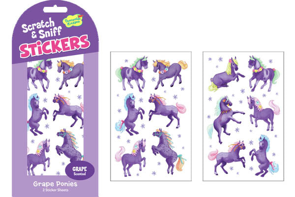 SCRATCH AND SNIFF - GRAPE PONIES STICKERS