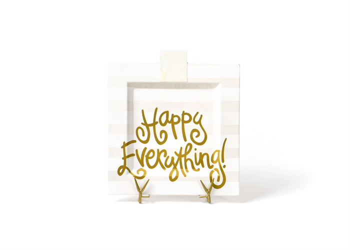 HAPPY EVERYTHING WHITE STRIPE BIG SQUARE PLATTER