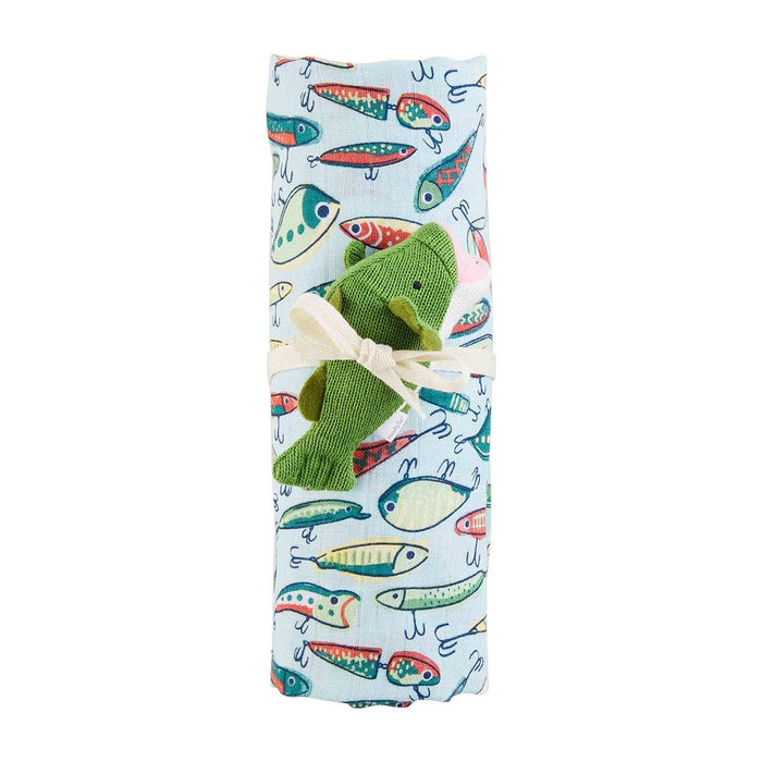 Fishing Lure Swaddle & Rattle Set BY MUD PIE