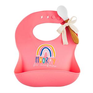 RAINBOW SILICONE BIB & SPOON SETS BY MUD PIE