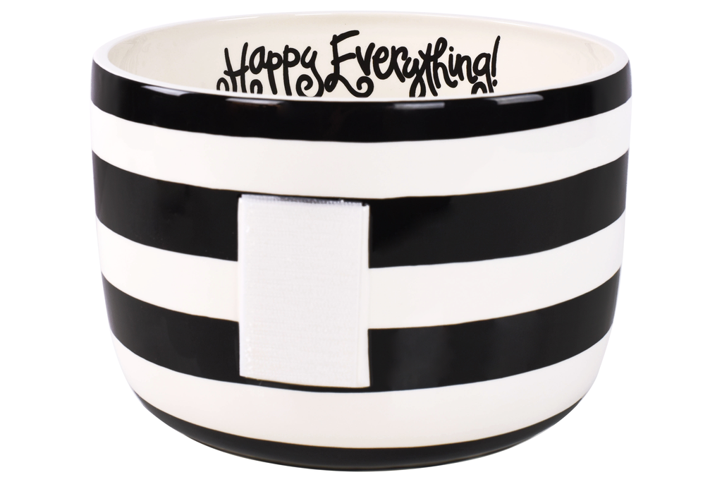 HAPPY EVERYTHING BLACK STRIPE BIG BOWL - A. Dodson's