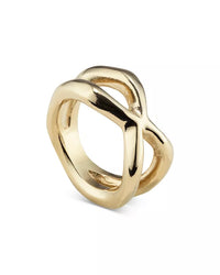 GOLD CROSSED RING BY UNO DE 50