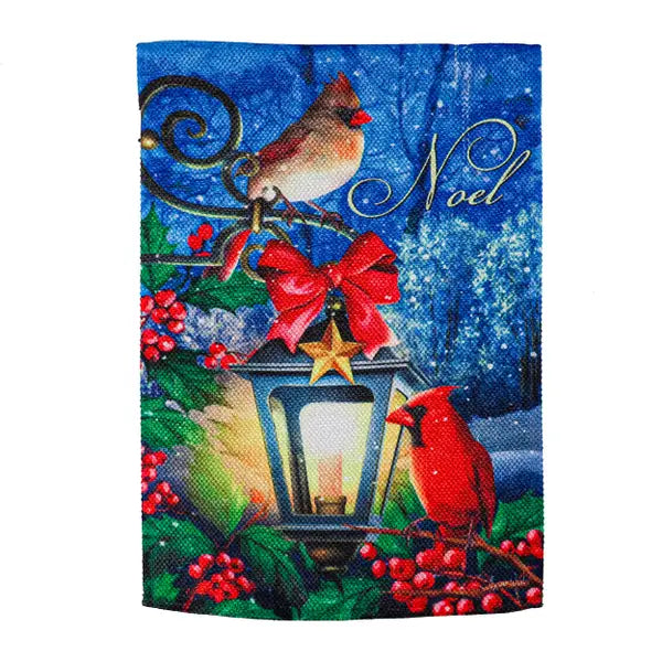 Winter Noel Cardinals Garden Textured Suede Flag