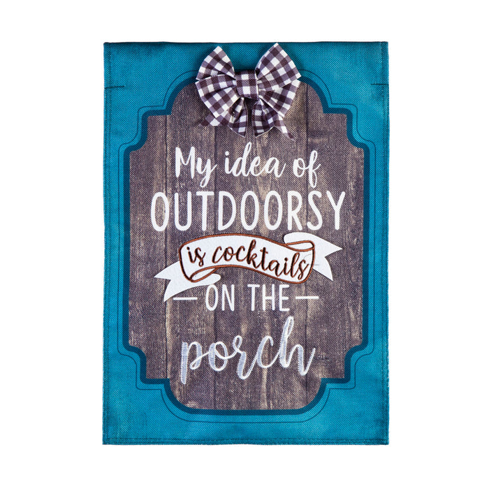 My Idea of Outdoorsy Garden Burlap Flag