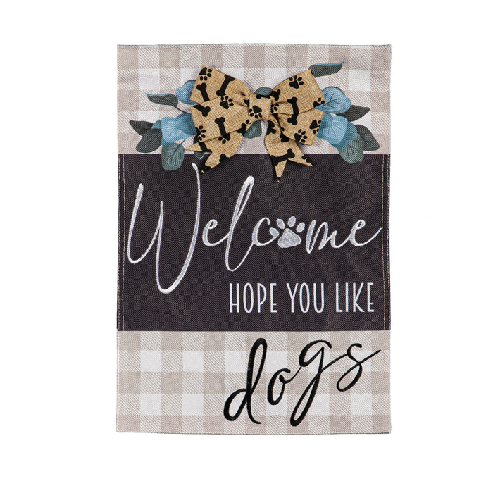 Dogs and Checks Garden Burlap Flag