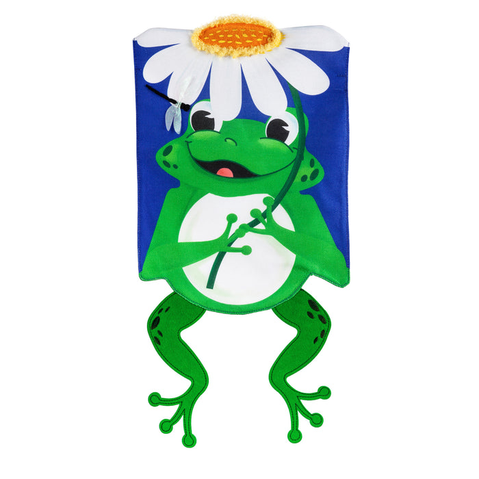 Shaped Frog Garden Burlap Flag