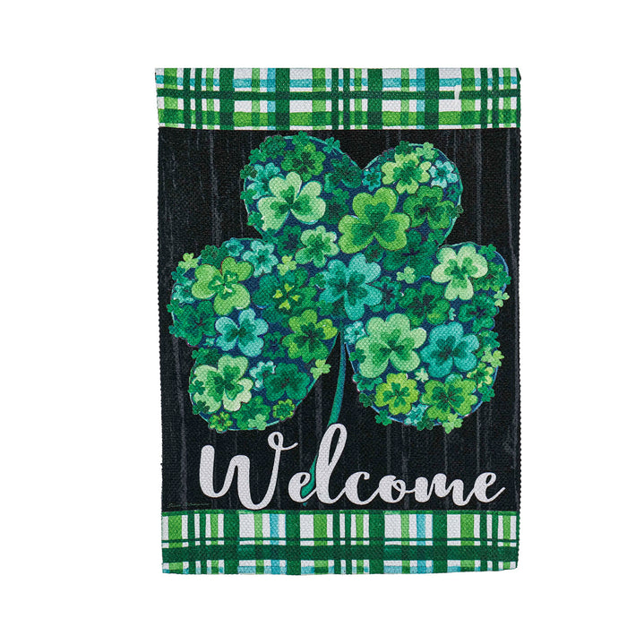 Shamrock Flowers Garden Textured Suede Flag