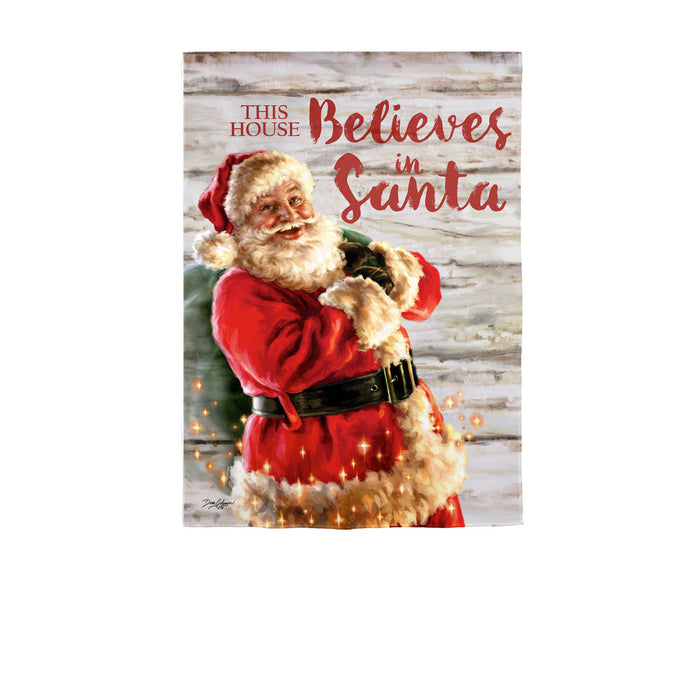 This House Believes in Santa Garden Suede Flag