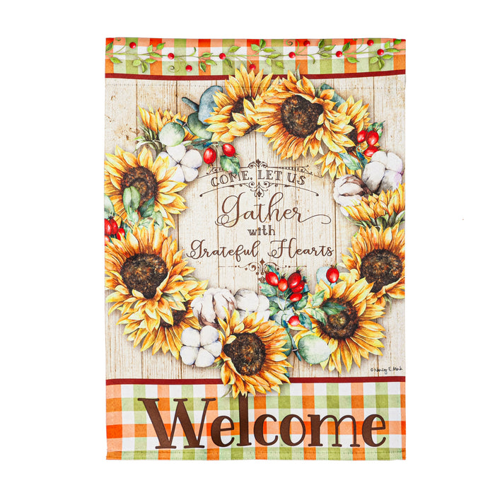 Farmhouse Fall Wreath Garden Suede Flag