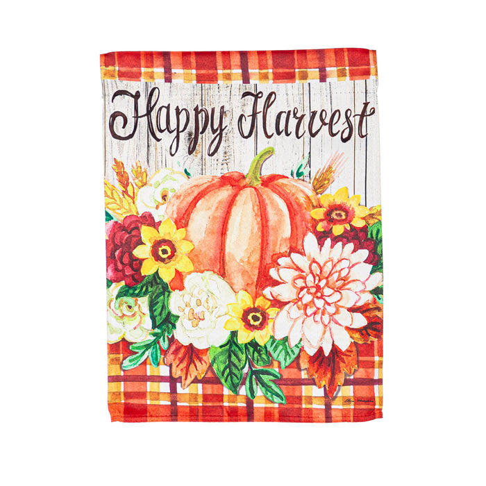 Happy Harvest Floral Pumpkins Garden Suede Flag