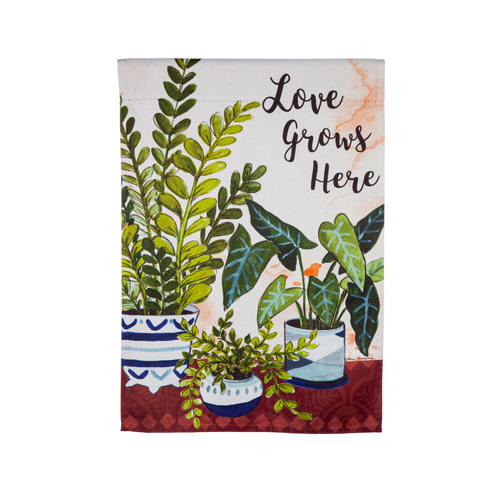 Love Grows Here Garden Suede Flag