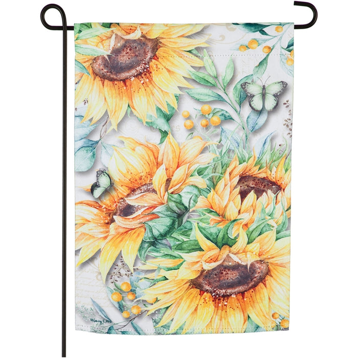 Sunflower Fields Garden Suede Flag