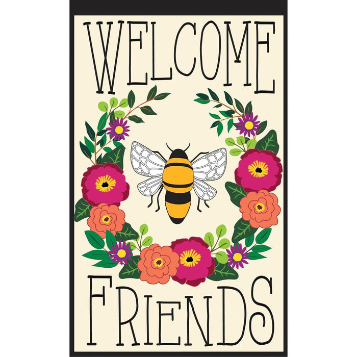 BEE WELCOME FRIENDS GARDEN FLAG