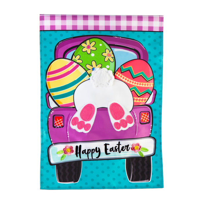 Easter Truck Bunny Bottom Garden Applique Flag