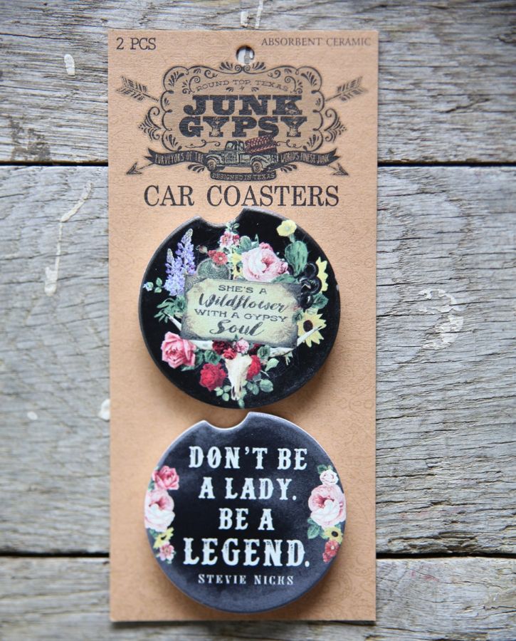 Be A Wildflower/Don't Be A Lady, Be A Legend Car Coaster Set - A. Dodson's