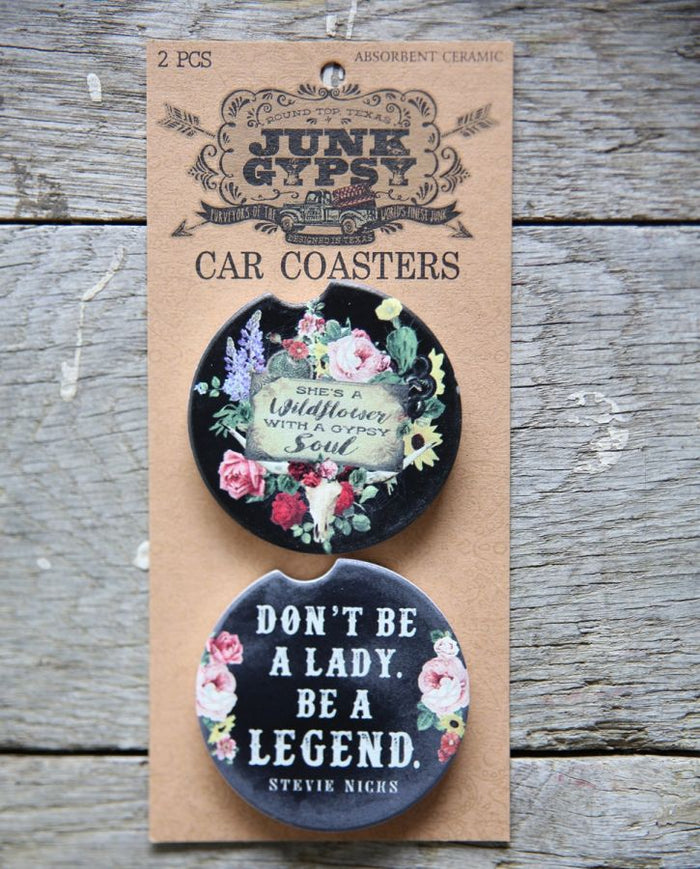 Be a Wildflower/Don't be a Lady, Be a Legend car coaster set