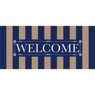 Navy Stripe Welcome Sassafras Switch Mat