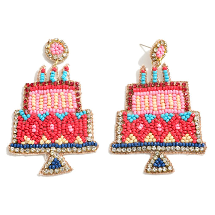 BIRTHDAY CAKE BEADED EARRINGS