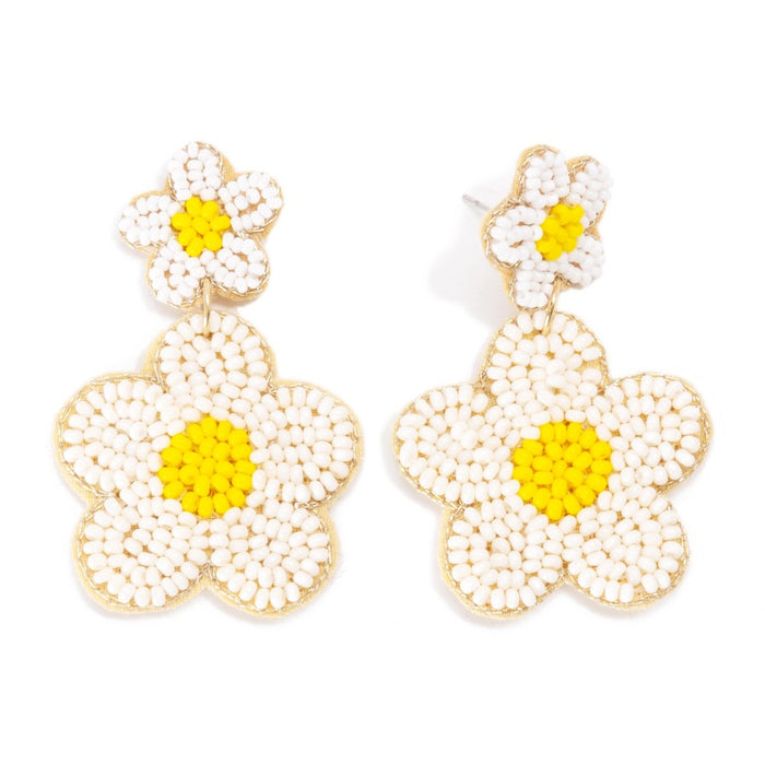 BEADED DAISY EARRINGS